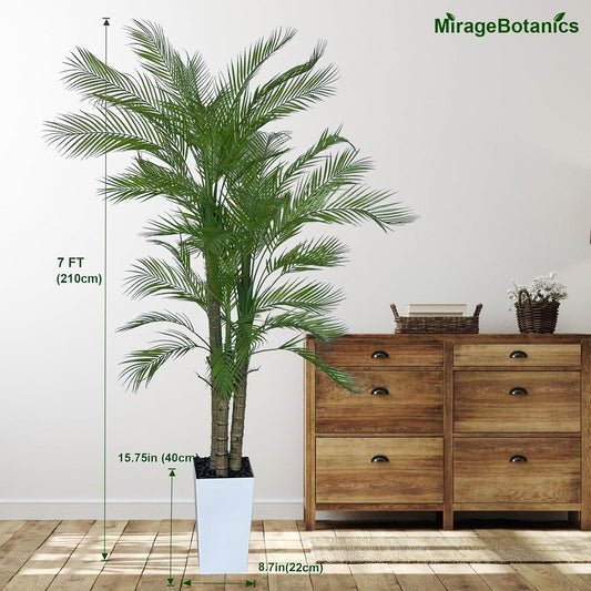 Artificial Palm Tree 180cm Faux Palm Tree Fake Plant in White Planter for Indoor Outdoor Big House Living Room Outside Patio Office Home Decor