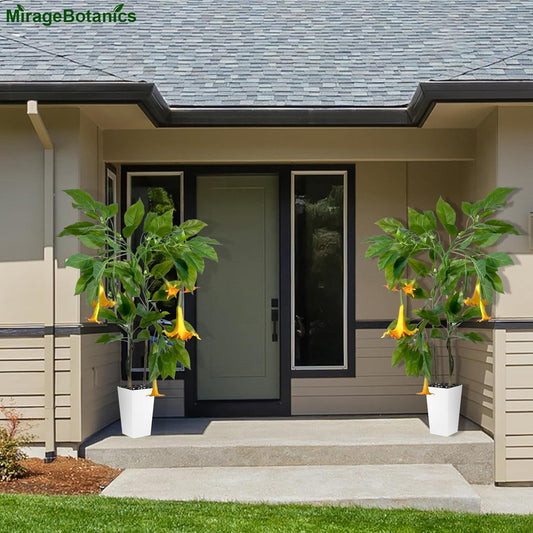 160cm Artificial Sunflower Tree with White Tall Planter – Faux Fuchsia & Morning Glory Flower Tree for Home, Office & Garden Décor